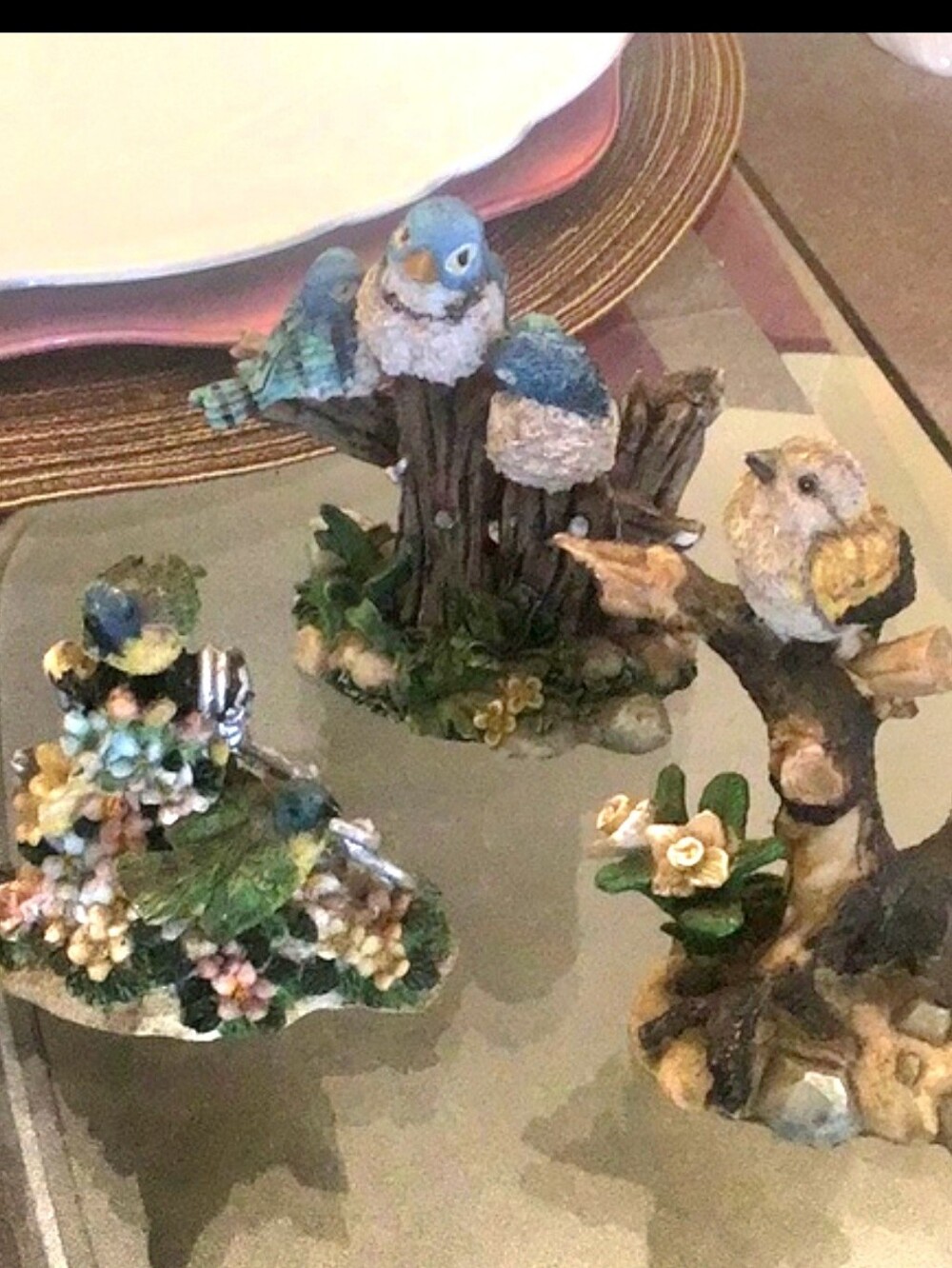 Resin birds 3 piece set hard resin great in garden bundle of (3)